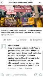 Após manifestação contra integralista na USP, fascistas ameaçam editor do Esquerda Diário