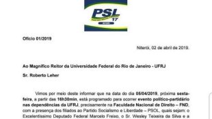 Repudiamos a tentativa do PSL de censurar debate com Freixo na UFRJ