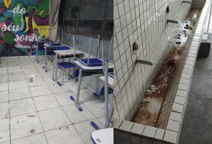 EE Pedro Alexandrino tem quadro de limpeza reduzido e alunos perdem aula para limpar sala