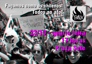 Todos ao ato em BH apoio à luta no Chile: hoje, às 17h, na praça 7