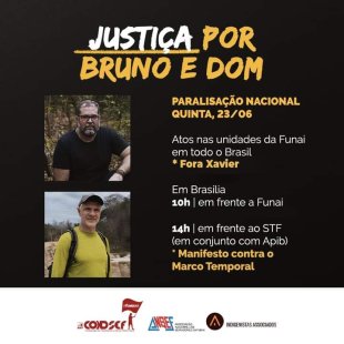 Chamamos es estudantes e o CASESO ao ato de greve da FUNAI dia 23. Justiça para Dom e Bruno!