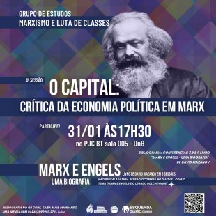 “O Capital, crítica da economia política em Marx” é tema de debate na UnB, dia 31. Participe!